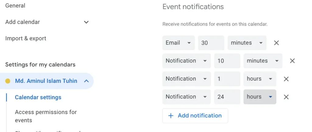 google calendar tips - set default event reminders 